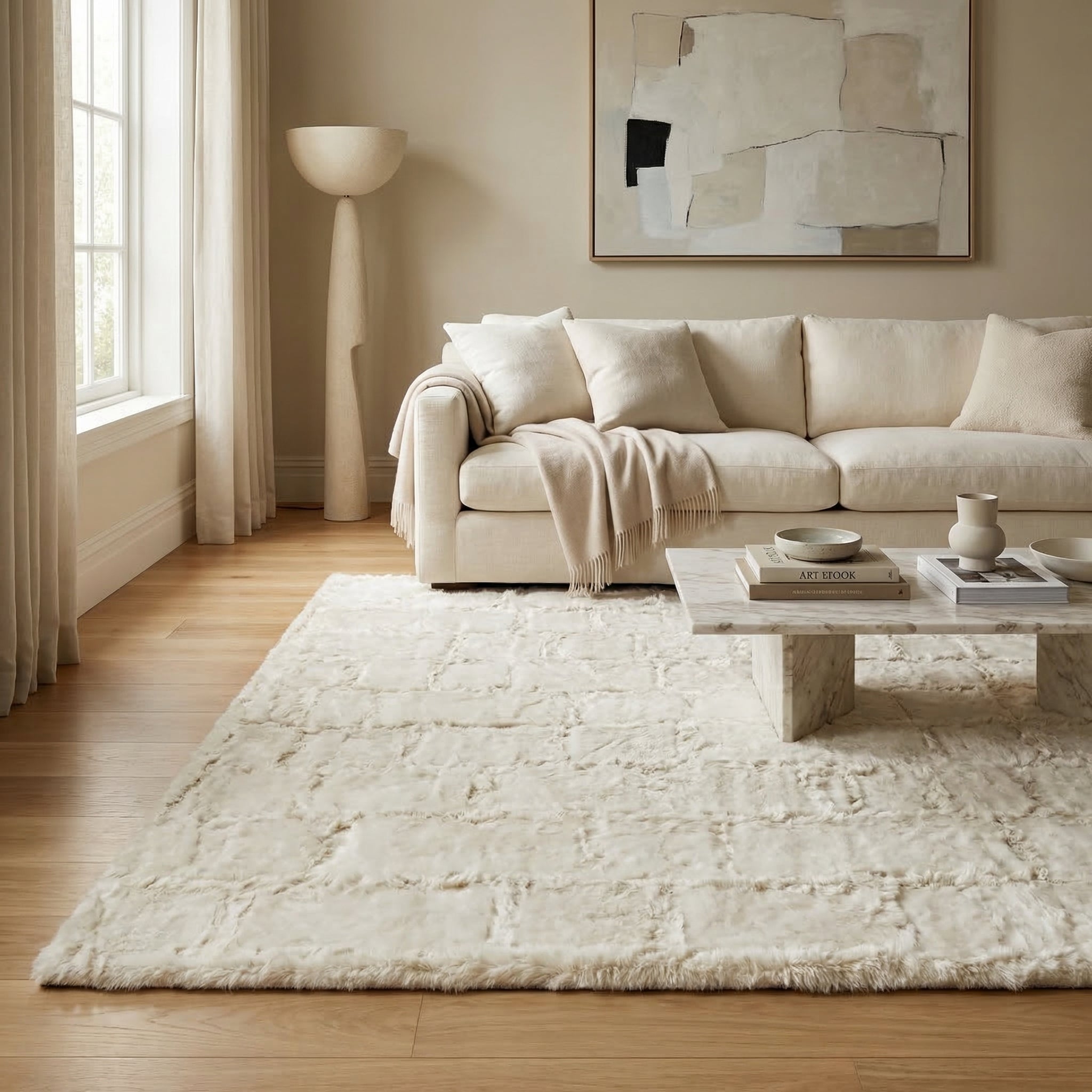Alpaca Fur - Cobblestone White - Modern Rugs LA