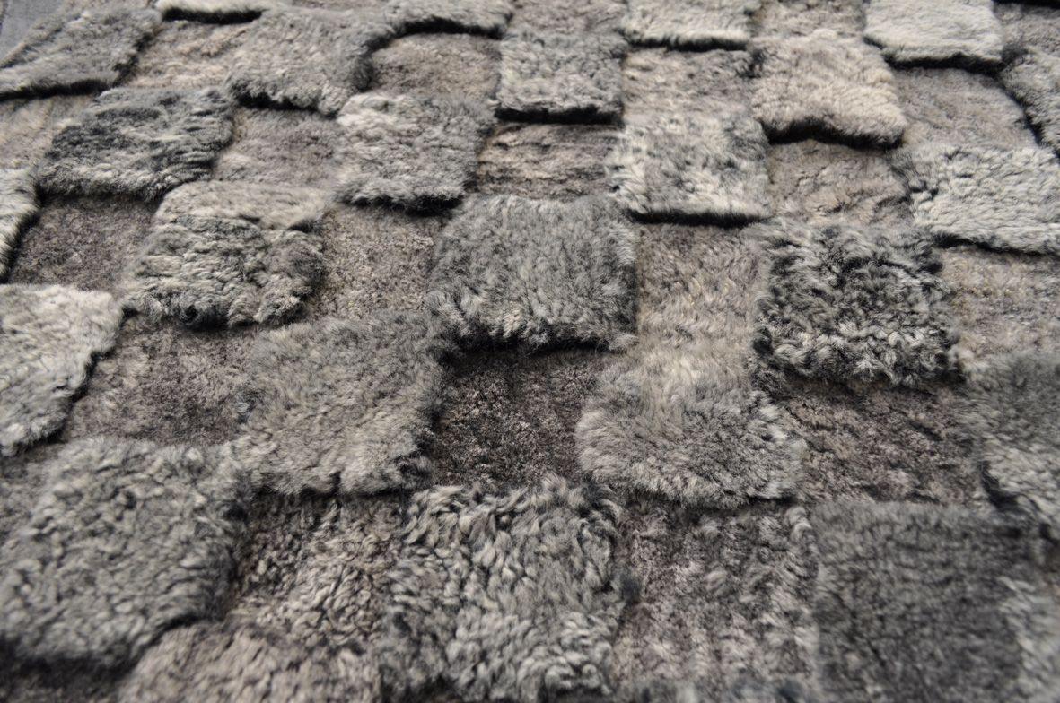 Two Tones Checkered Patagonia Sheepskin - Modern Rugs LA
