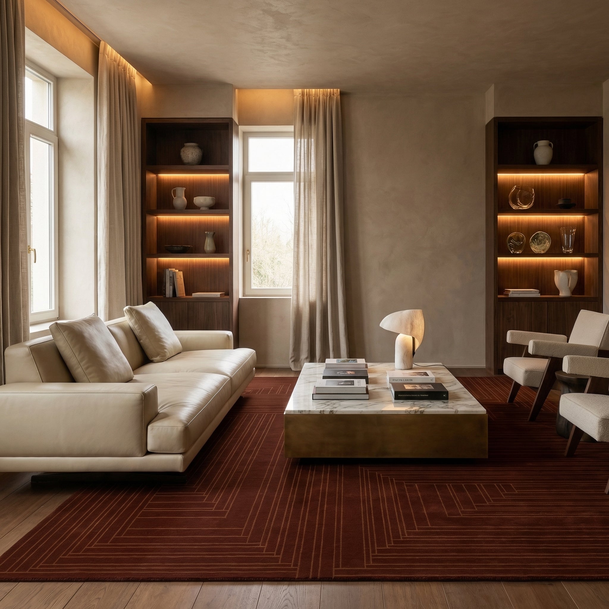 Luis Fernandez, LABYRINTH - Scarlet - Modern Rugs LA