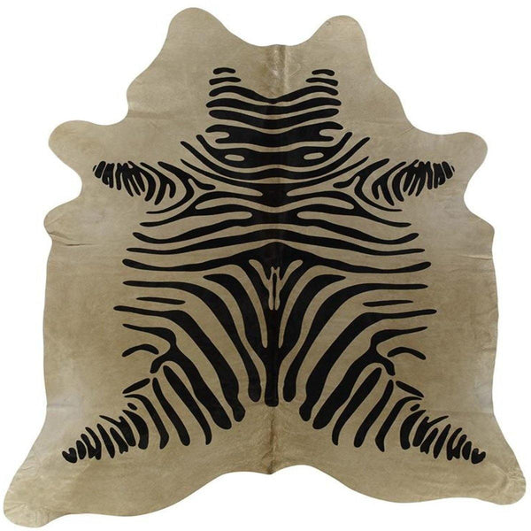 Brazilian Stenciled Zebra Cowhide - Modern Rugs LA